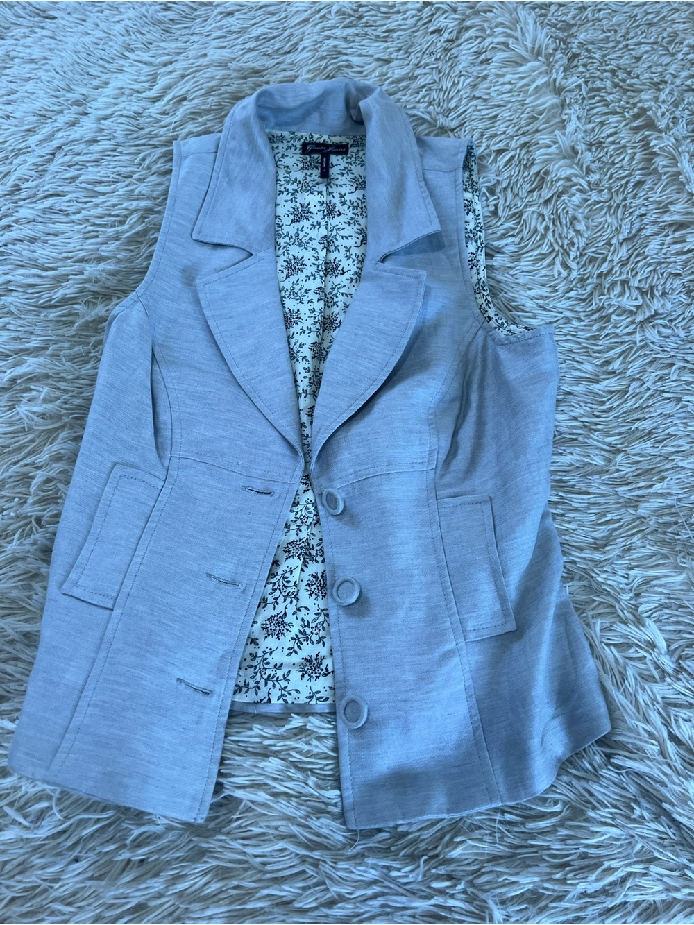 Guess Light Gray Sleeveless Blazer Vest